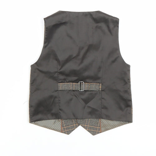 NEXT Unisex Baby Brown Check Waistcoat 18-24 Months Formal Suit Vest