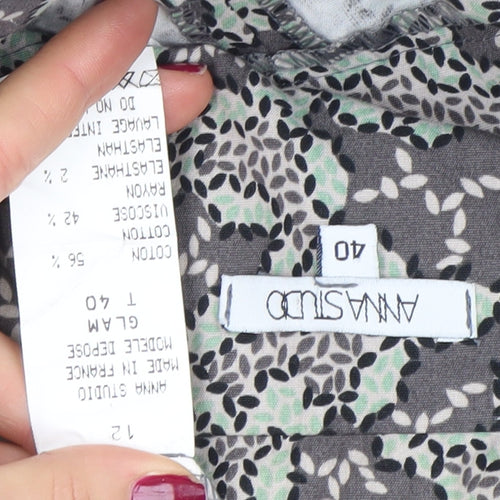 Anna Studio Women's Grey Floral Mid-Length Coat Size 12