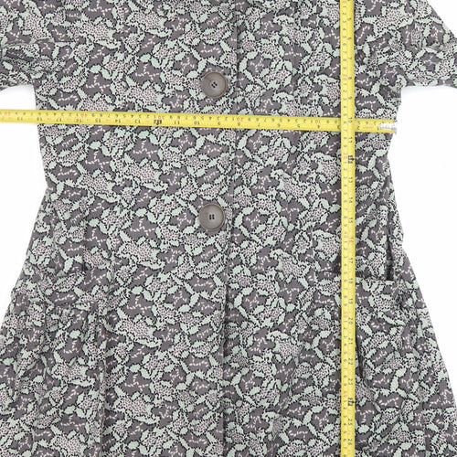 Anna Studio Women's Grey Floral Mid-Length Coat Size 12