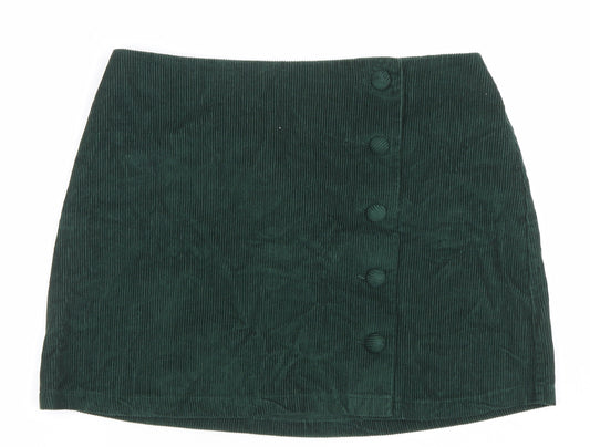 Nobody’s Child Women’s Green Corduroy Button Skirt Size 14