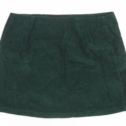 Nobody’s Child Women’s Green Corduroy Button Skirt Size 14