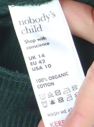 Nobody’s Child Women’s Green Corduroy Button Skirt Size 14