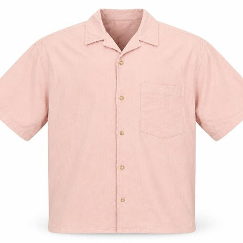ASOS DESIGN Men's Pink Corduroy Short Sleeve Button-Up Shirt M