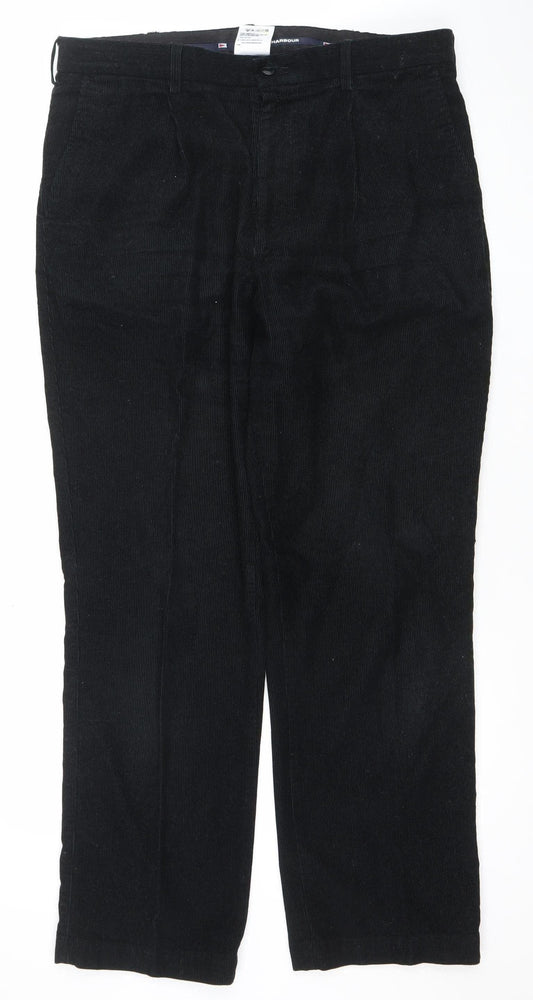 Marks and Spencer Men's Black Corduroy Trousers 38W 31L Regular Fit