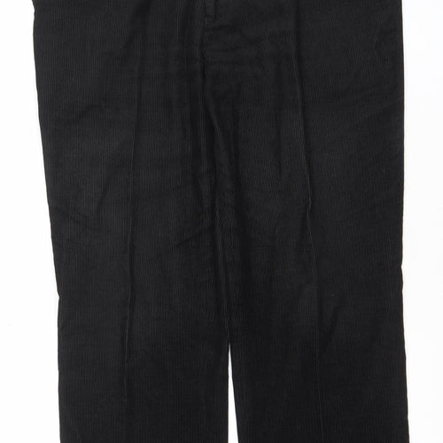 Easy Essential Men's Black Corduroy Trousers Size 36 Short 100% Cotton
