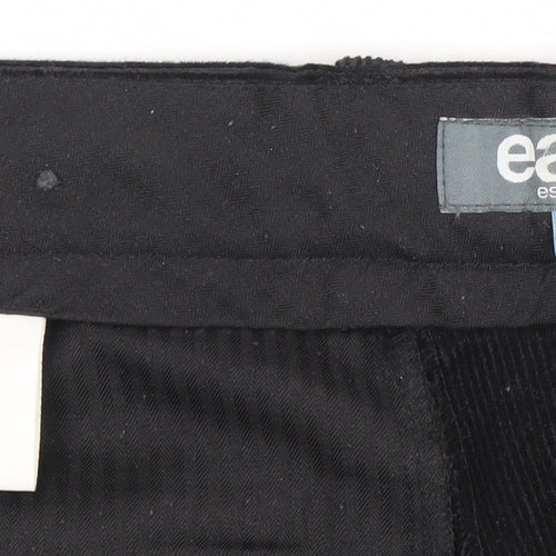 Easy Essential Men's Black Corduroy Trousers Size 36 Short 100% Cotton