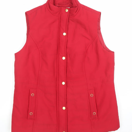 Isle Womens Red Polyester Padded Waistcoat Size 10-12