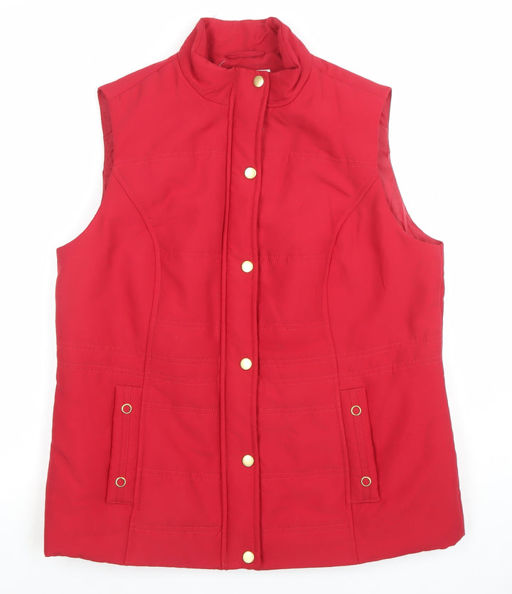 Isle Womens Red Polyester Padded Waistcoat Size 10-12