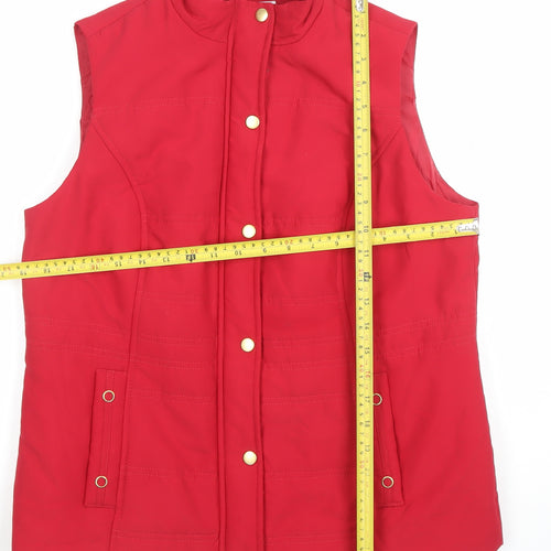 Isle Womens Red Polyester Padded Waistcoat Size 10-12