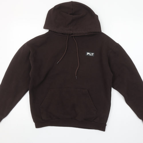 PrettyLittleThing Women's Brown Pullover Hoodie Size 4 Cotton Blend