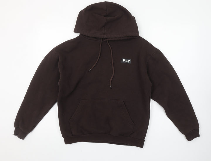 PrettyLittleThing Women's Brown Pullover Hoodie Size 4 Cotton Blend