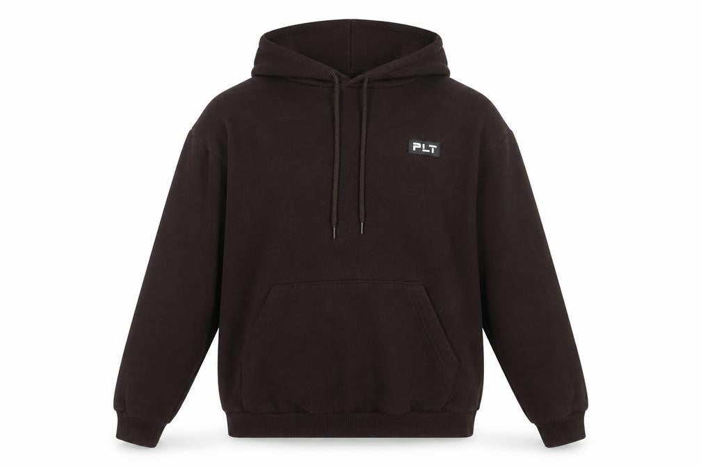 Front view of PRETTYLITTLETHING Women's Brown Pullover Hoodie, size 4, Cotton Blend