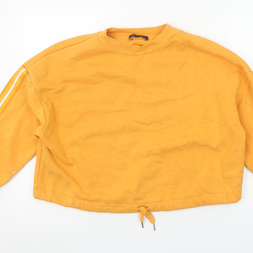 Marks and Spencer Women Yellow Drawstring Crew Neck Pullover Sweatshirt XS