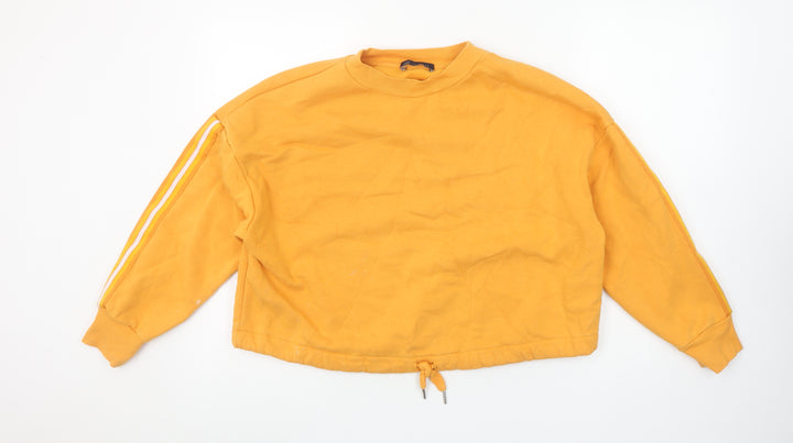 Marks and Spencer Women Yellow Drawstring Crew Neck Pullover Sweatshirt XS