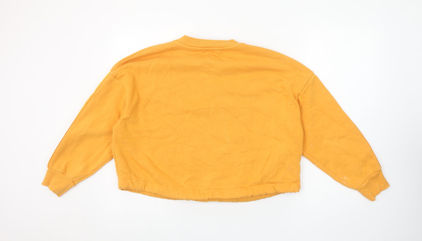 Marks and Spencer Women Yellow Drawstring Crew Neck Pullover Sweatshirt XS