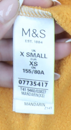 Marks and Spencer Women Yellow Drawstring Crew Neck Pullover Sweatshirt XS