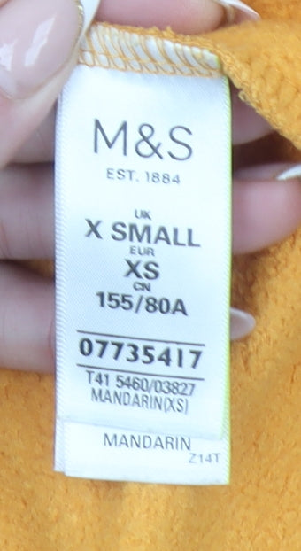 Marks and Spencer Women Yellow Drawstring Crew Neck Pullover Sweatshirt XS