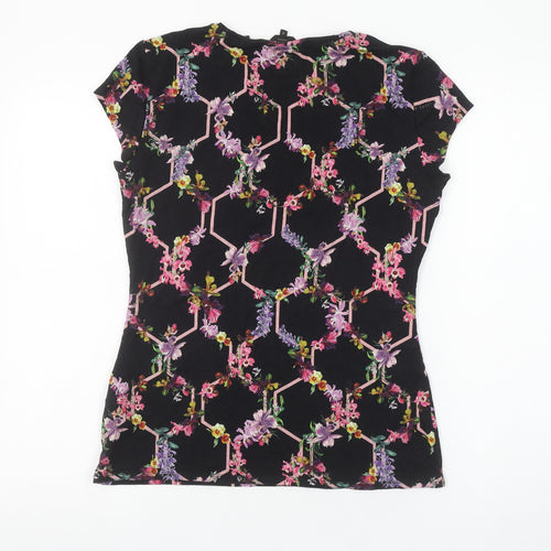 Ted Baker Women’s Black Floral Short Sleeve Jersey Top Size M
