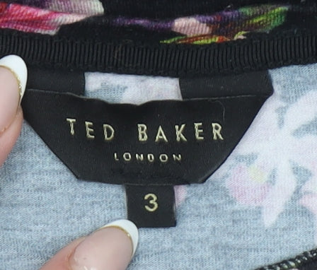 Ted Baker Women’s Black Floral Short Sleeve Jersey Top Size M
