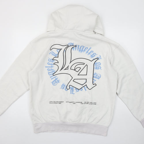 Primark Men's White Los Angeles Graphic Pullover Hoodie Size S