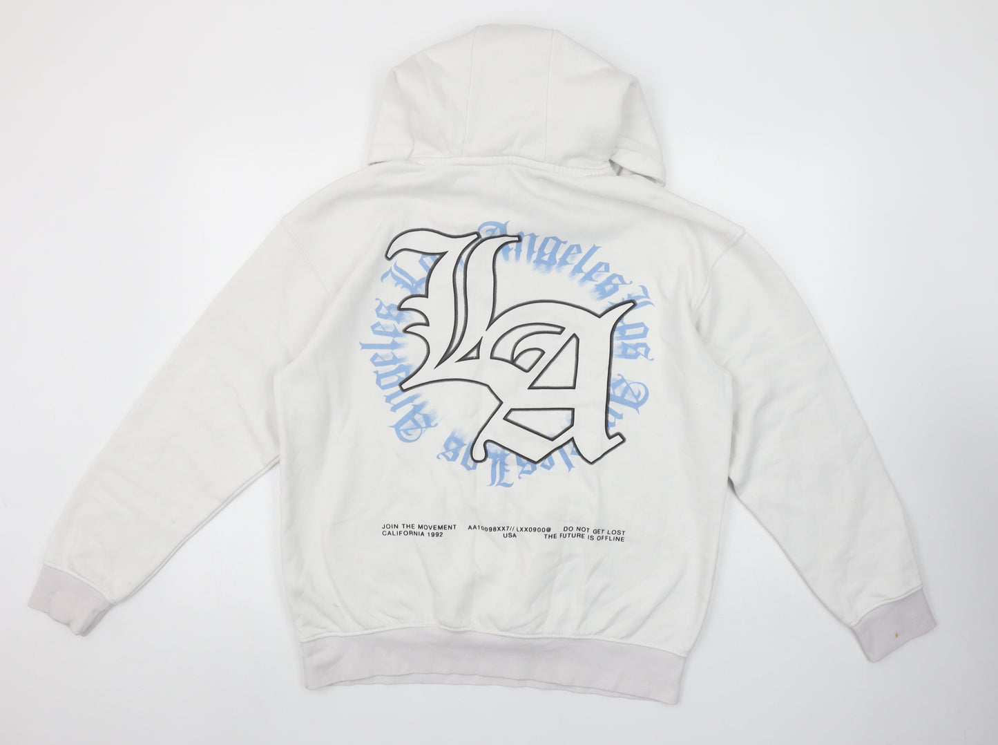 Primark Men's White Los Angeles Graphic Pullover Hoodie Size S