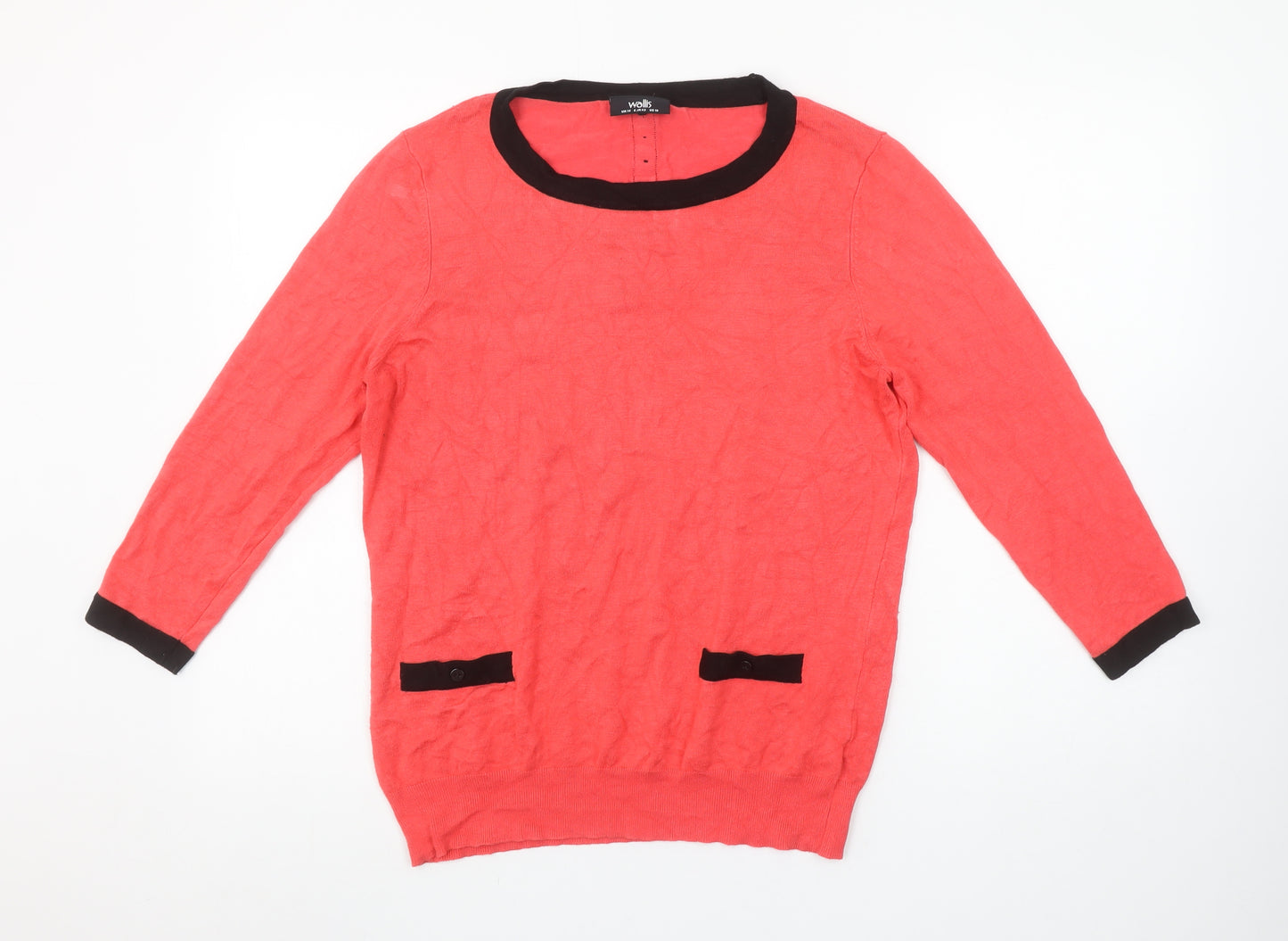 Wallis Women's Pink 3/4 Sleeve Pullover Jumper Size 14