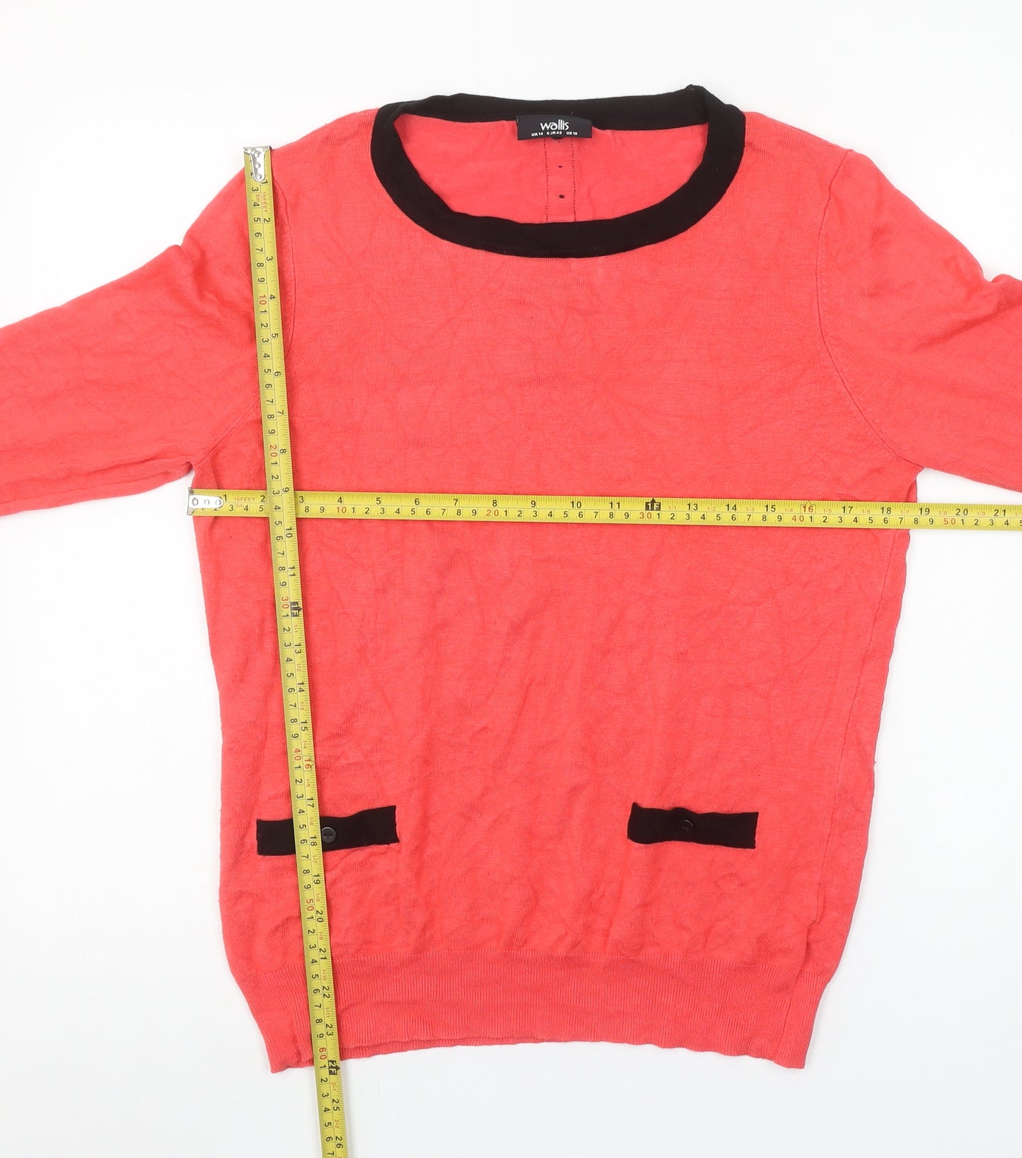 Wallis Women's Pink 3/4 Sleeve Pullover Jumper Size 14