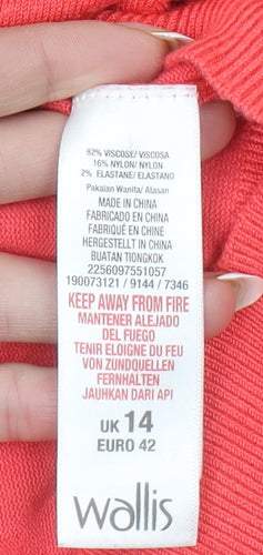Wallis Women's Pink 3/4 Sleeve Pullover Jumper Size 14