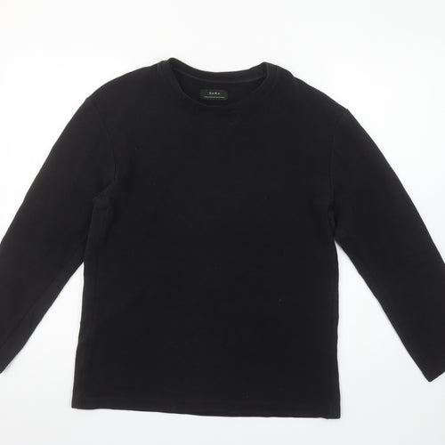 Zara Women Black Long Sleeve Cotton Basic T-Shirt M