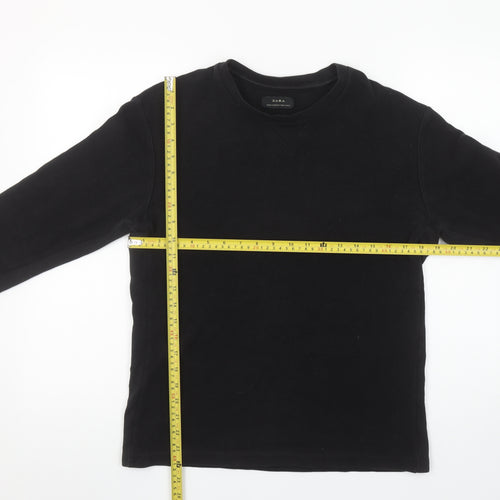 Zara Women Black Long Sleeve Cotton Basic T-Shirt M