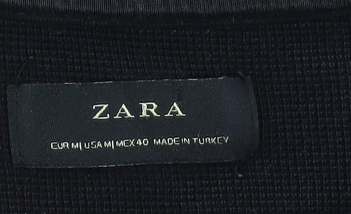 Zara Women Black Long Sleeve Cotton Basic T-Shirt M