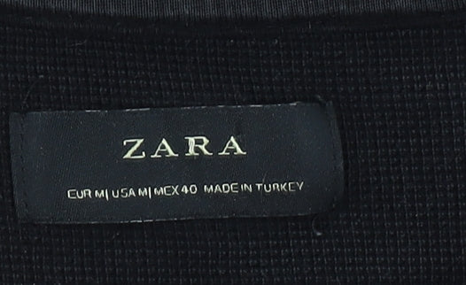 Zara Women Black Long Sleeve Cotton Basic T-Shirt M