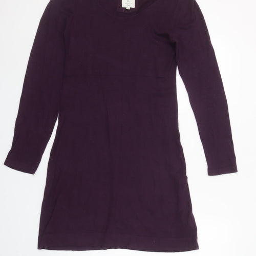 Tom Tailor Women Purple Shift Dress M Long Sleeve Knit Cotton