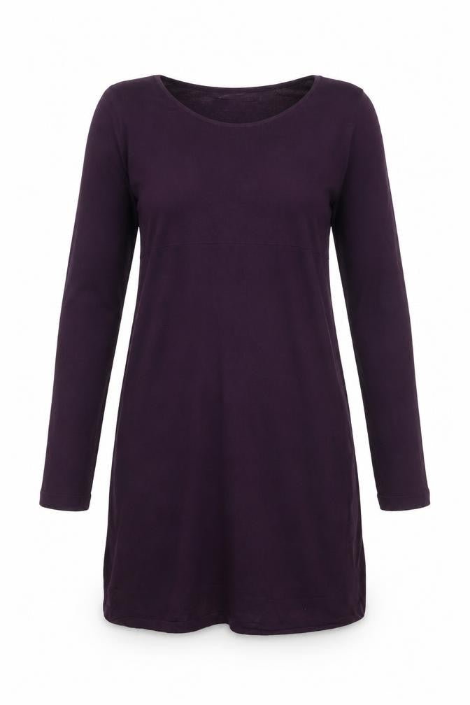 Tom Tailor Women Purple Shift Dress M Long Sleeve Knit Cotton