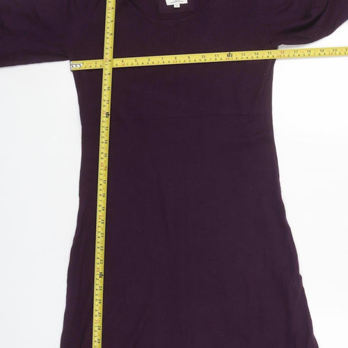 Tom Tailor Women Purple Shift Dress M Long Sleeve Knit Cotton