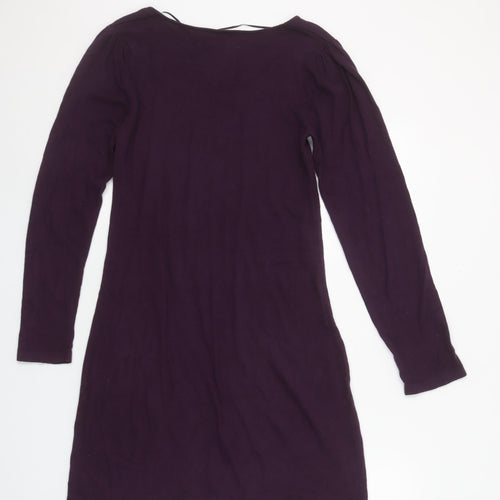 Tom Tailor Women Purple Shift Dress M Long Sleeve Knit Cotton
