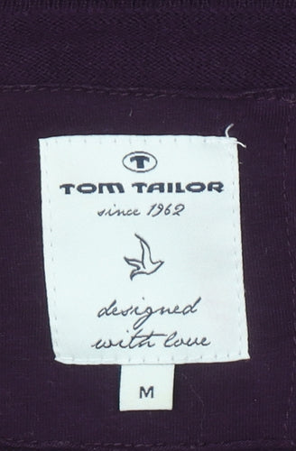 Tom Tailor Women Purple Shift Dress M Long Sleeve Knit Cotton