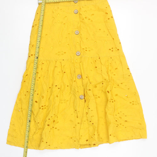 Alk Casual Women’s Yellow Cotton A-Line Midi Skirt Size 10