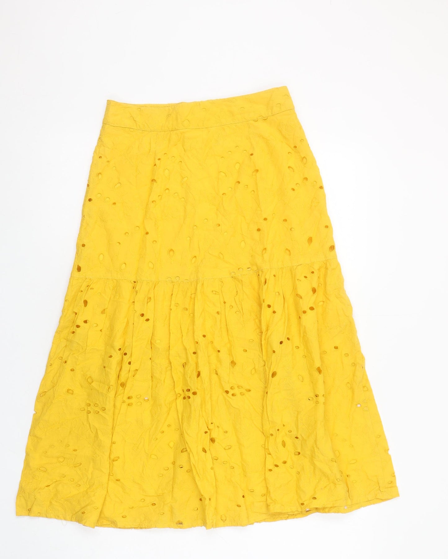 Alk Casual Women’s Yellow Cotton A-Line Midi Skirt Size 10