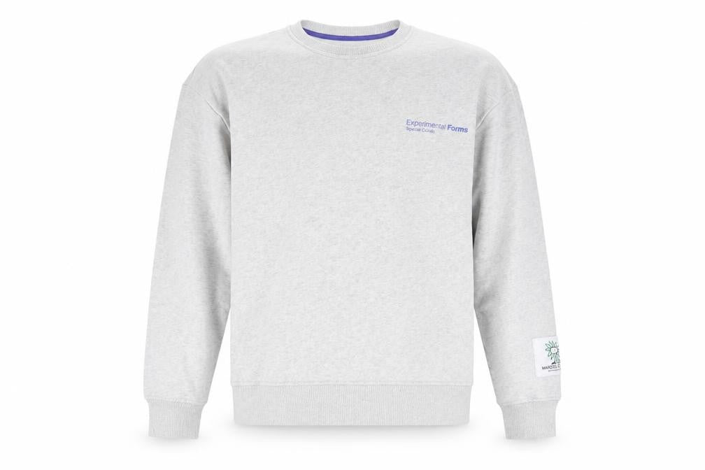 Front view of Zara Women Grey Cotton Pullover Sweatshirt M Experimental Forms Graphic