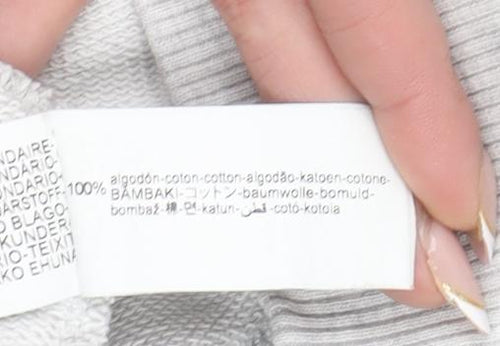 Zara Women Grey Cotton Pullover Sweatshirt M Experimental Forms Graphic