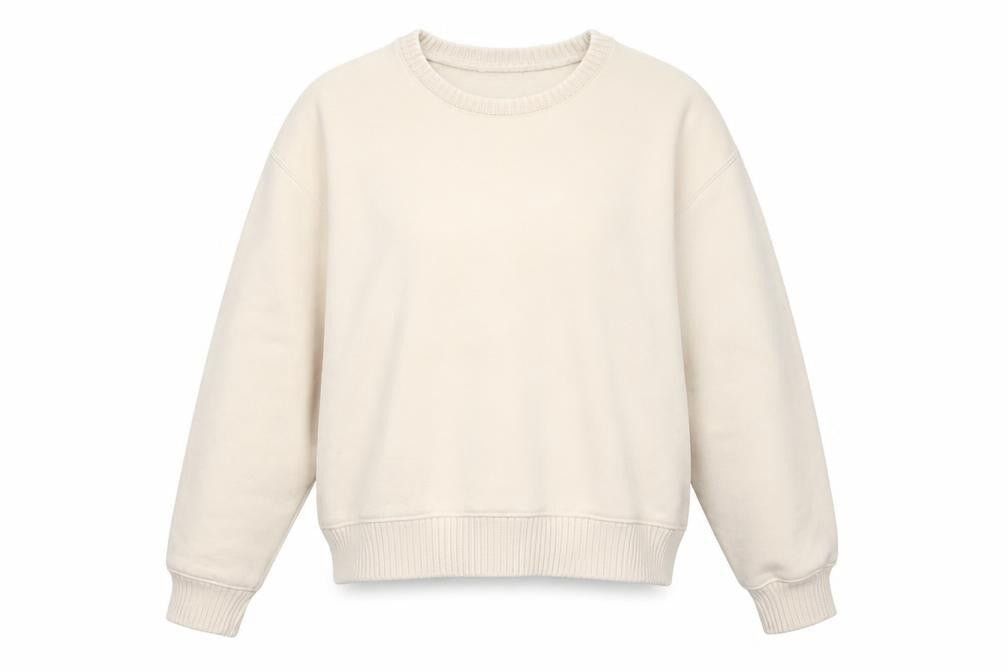 Front view of Zara Women Beige Cotton Blend Pullover Sweatshirt, size S