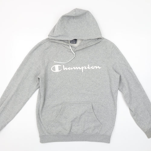 Champion Men's Grey Pullover Hoodie Small Logo Fleece Sweatshirt