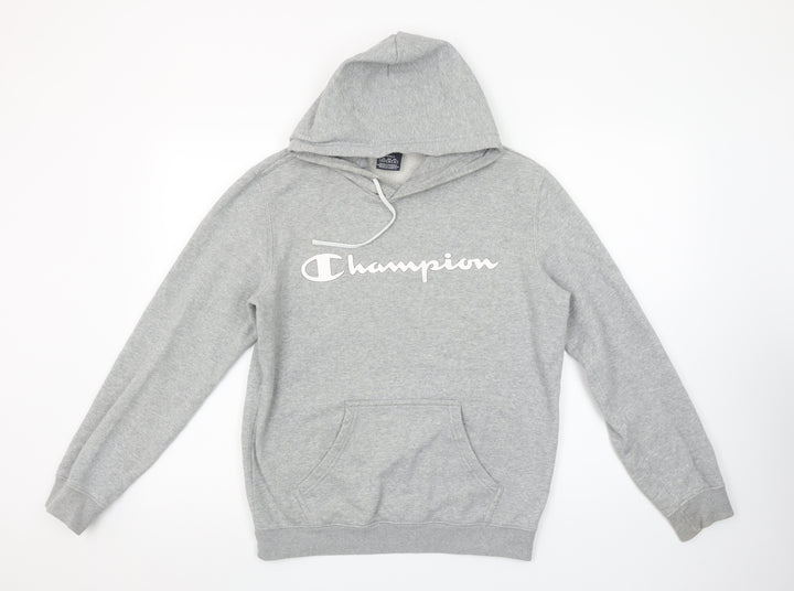 Champion Men's Grey Pullover Hoodie Small Logo Fleece Sweatshirt