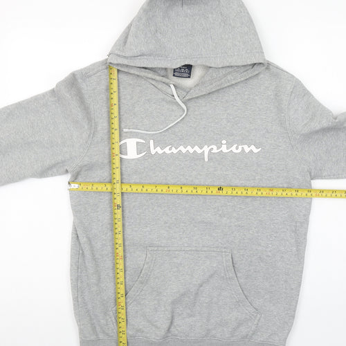 Champion Men's Grey Pullover Hoodie Small Logo Fleece Sweatshirt