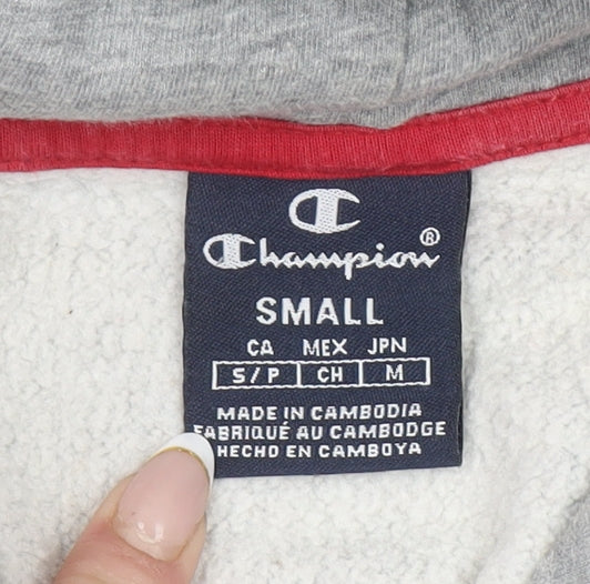 Champion Men's Grey Pullover Hoodie Small Logo Fleece Sweatshirt