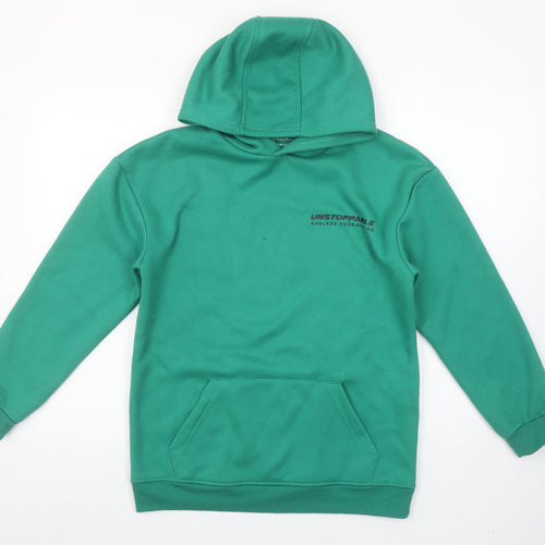 Primark Cares Boys Green Pullover Hoodie 12-13 Years 158cm Cotton Blend