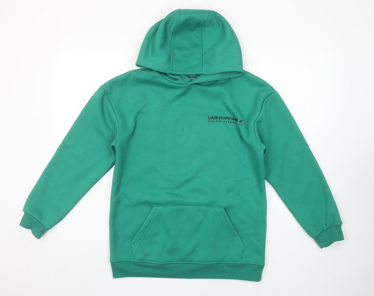 Primark Cares Boys Green Pullover Hoodie 12-13 Years 158cm Cotton Blend
