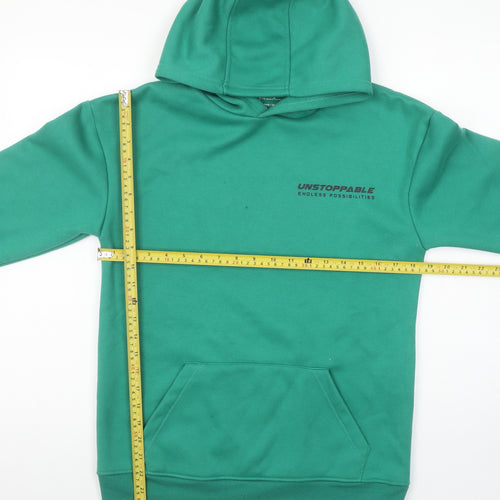 Primark Cares Boys Green Pullover Hoodie 12-13 Years 158cm Cotton Blend