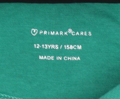Primark Cares Boys Green Pullover Hoodie 12-13 Years 158cm Cotton Blend